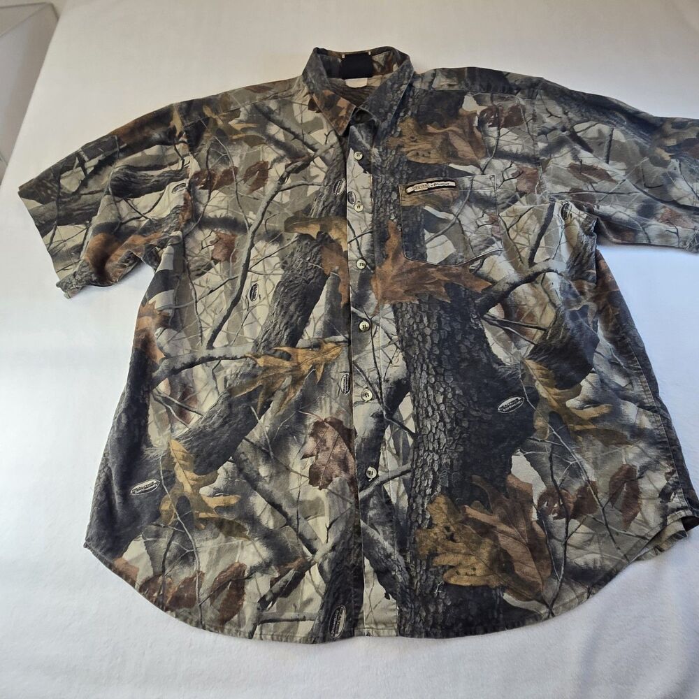 Vintage Winchester Camo RealTree Short Sleeve Button Shirt Mens XL Y2K Grunge
